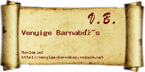 Venyige Barnabás névjegykártya